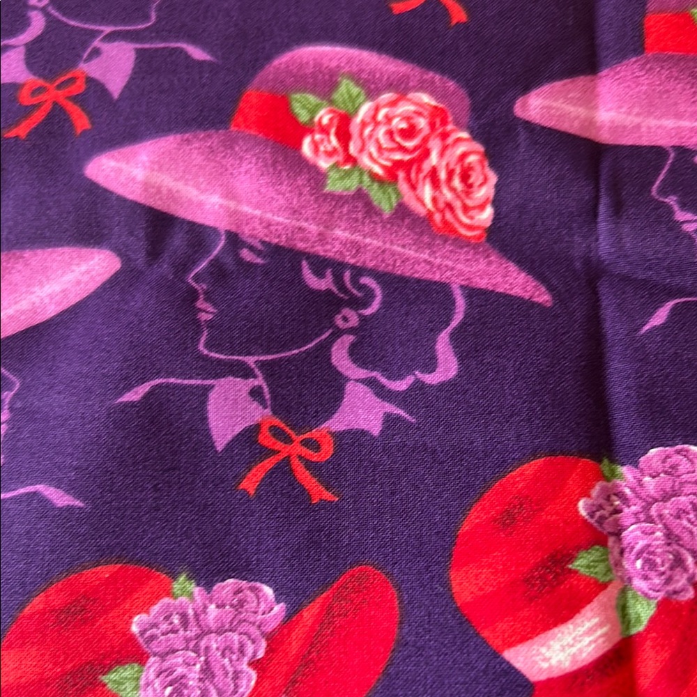 Red and purple Hat Patterned cotton Fabric